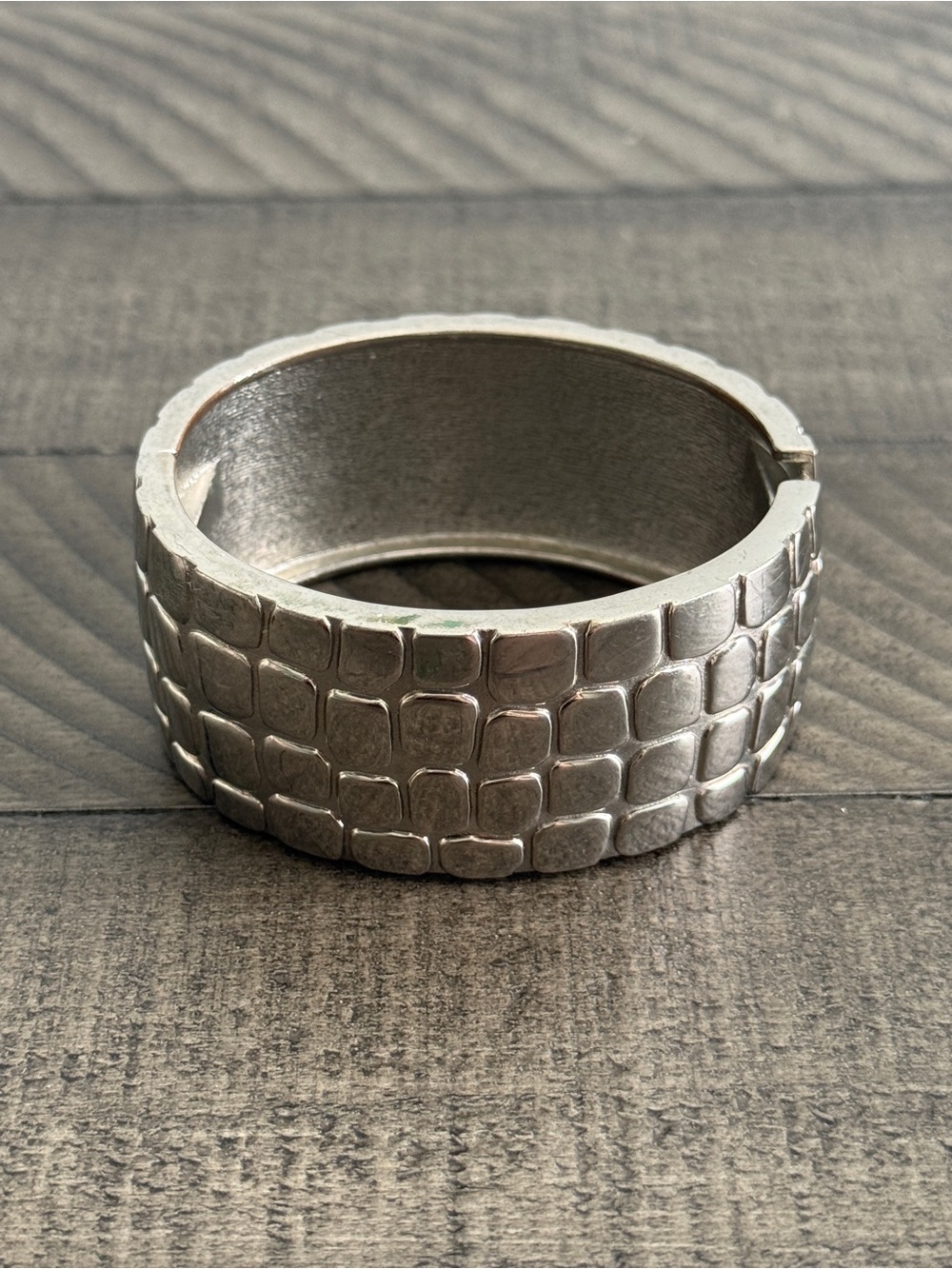 Silver-Toned Snake Skin Cuff Bracelet